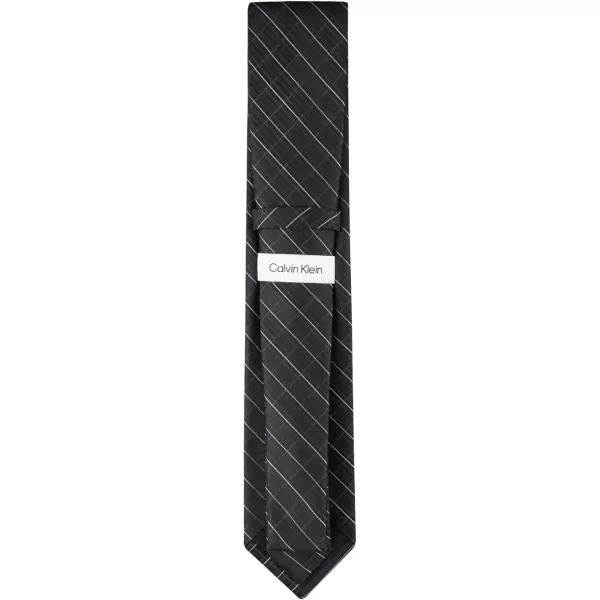 imageCalvin Klein Mens Classic Black Solid and Pattern Ties Standard and Extra Long SizesBlack Windowpane