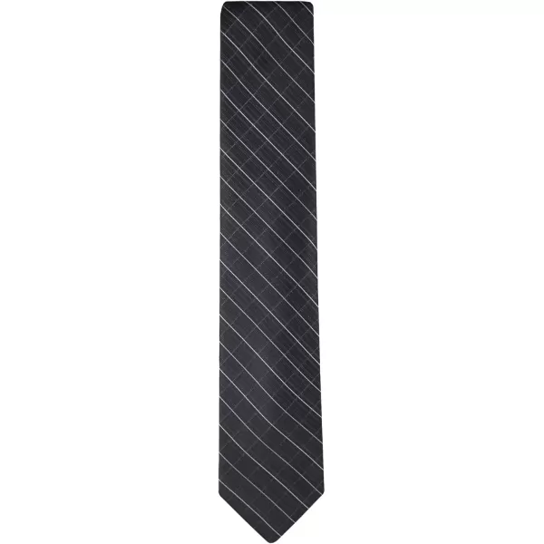 imageCalvin Klein Mens Classic Black Solid and Pattern Ties Standard and Extra Long SizesBlack Windowpane