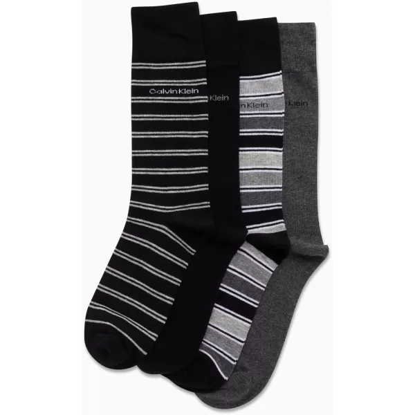 imageCalvin Klein Mens Dress Socks  Cotton Blend Crew Patterned Socks 4 PairsBlack Assorted