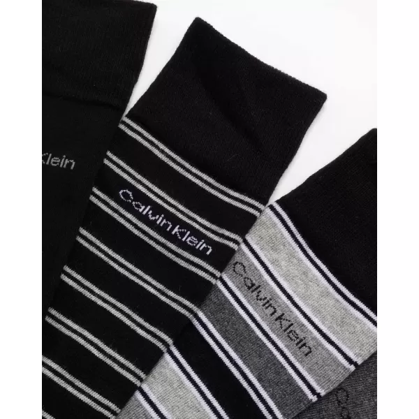 imageCalvin Klein Mens Dress Socks  Cotton Blend Crew Patterned Socks 4 PairsBlack Assorted