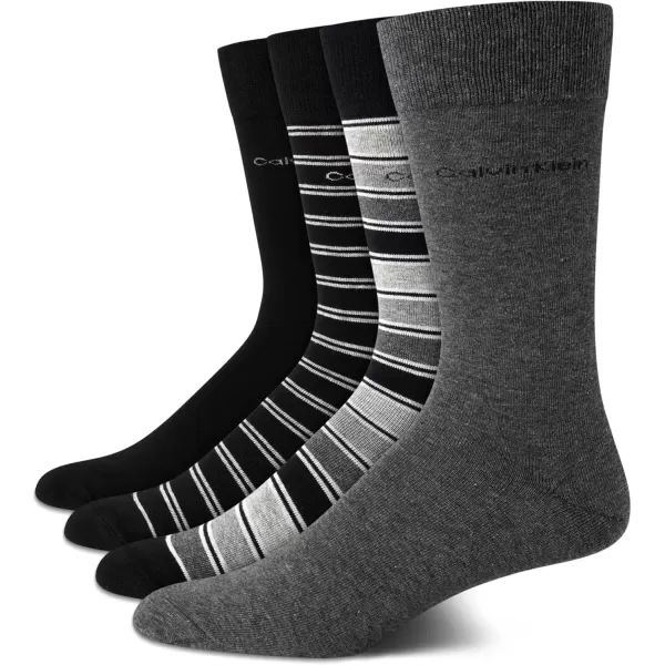 imageCalvin Klein Mens Dress Socks  Cotton Blend Crew Patterned Socks 4 PairsBlack Assorted