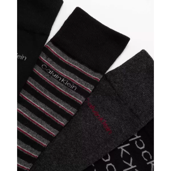 imageCalvin Klein Mens Dress Socks  Cotton Blend Crew Patterned Socks 4 PairsBlack Multi