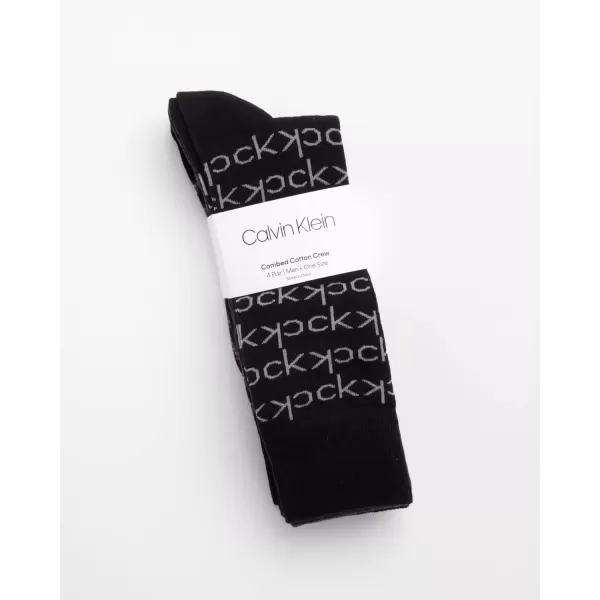 imageCalvin Klein Mens Dress Socks  Cotton Blend Crew Patterned Socks 4 PairsBlack Multi