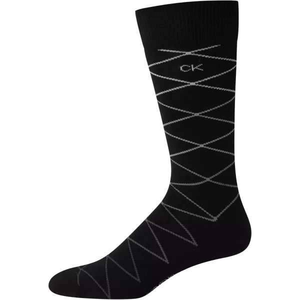 imageCalvin Klein Mens Dress Socks  Cotton Blend Crew Patterned Socks 4 PairsBlack Pattern