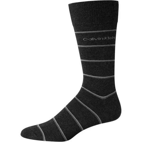 imageCalvin Klein Mens Dress Socks  Cotton Blend Crew Patterned Socks 4 PairsBlackGrey Multi