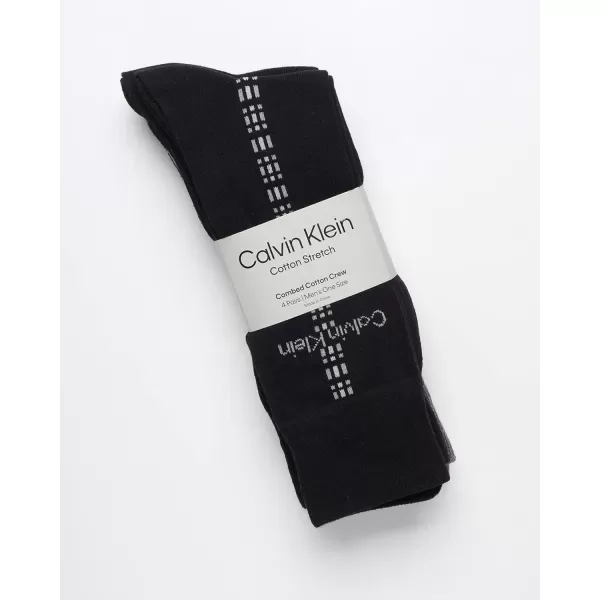 imageCalvin Klein Mens Dress Socks  Cotton Blend Crew Patterned Socks 4 PairsBlackGrey Multi