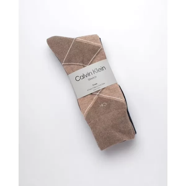 imageCalvin Klein Mens Dress Socks  Cotton Blend Crew Patterned Socks 4 PairsBrown Heather Assorted