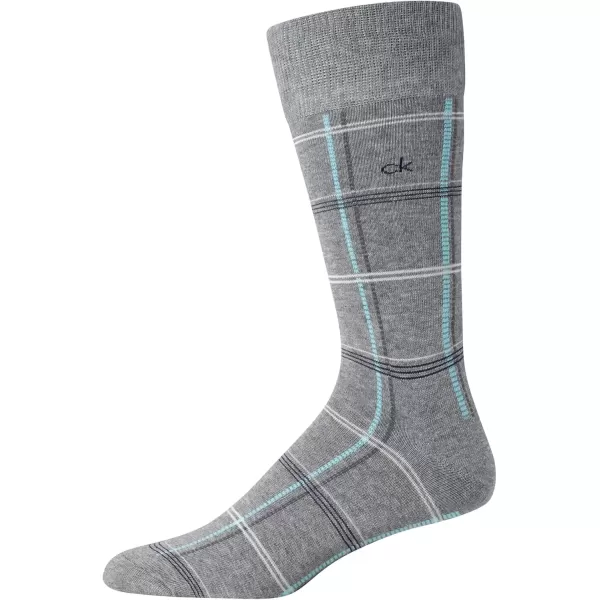 imageCalvin Klein Mens Dress Socks  Cotton Blend Crew Patterned Socks 4 PairsGrey Plaid