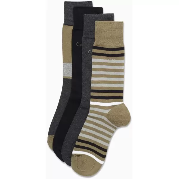 imageCalvin Klein Mens Dress Socks  Cotton Blend Crew Patterned Socks 4 PairsKalamata