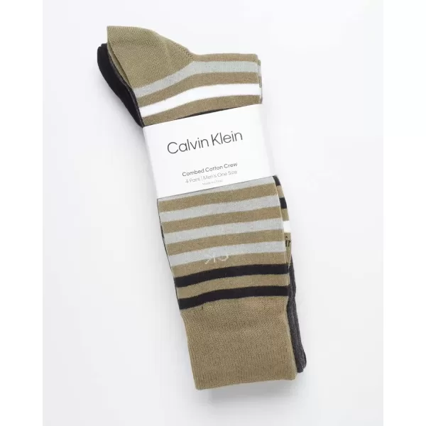 imageCalvin Klein Mens Dress Socks  Cotton Blend Crew Patterned Socks 4 PairsKalamata