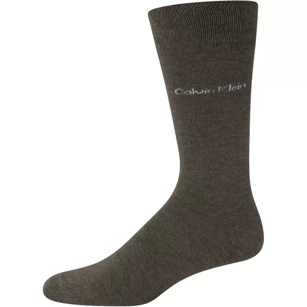 imageCalvin Klein Mens Dress Socks  Cotton Blend Crew Patterned Socks 4 PairsOliveDenimBlack