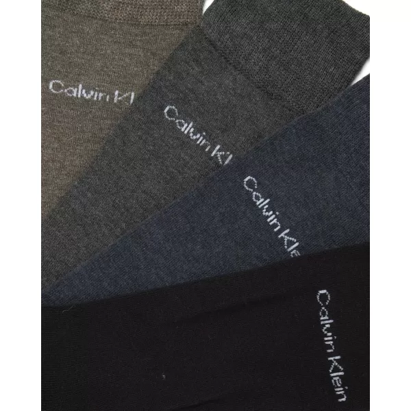 imageCalvin Klein Mens Dress Socks  Cotton Blend Crew Patterned Socks 4 PairsOliveDenimBlack