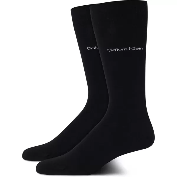 imageCalvin Klein Mens Dress Socks  Luxury and Egyptian Cotton Blend Dress Socks 2 PairAll Black