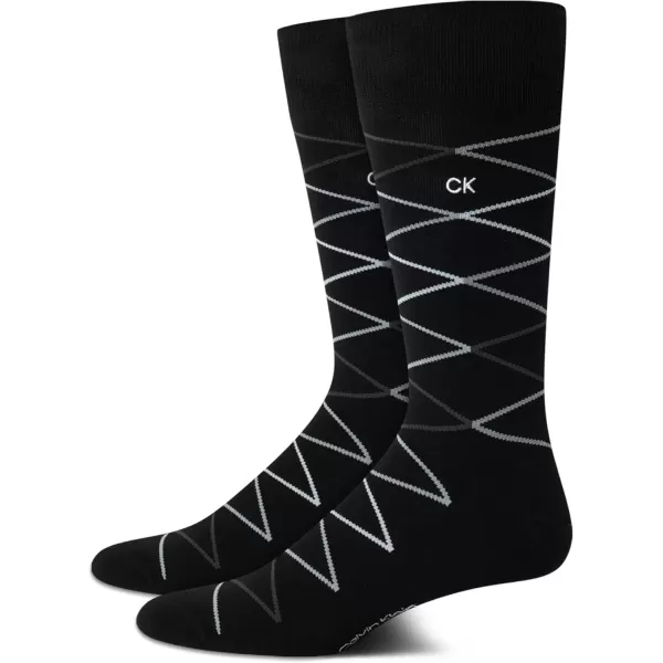 imageCalvin Klein Mens Dress Socks  Luxury and Egyptian Cotton Blend Dress Socks 2 PairBlack Diamond