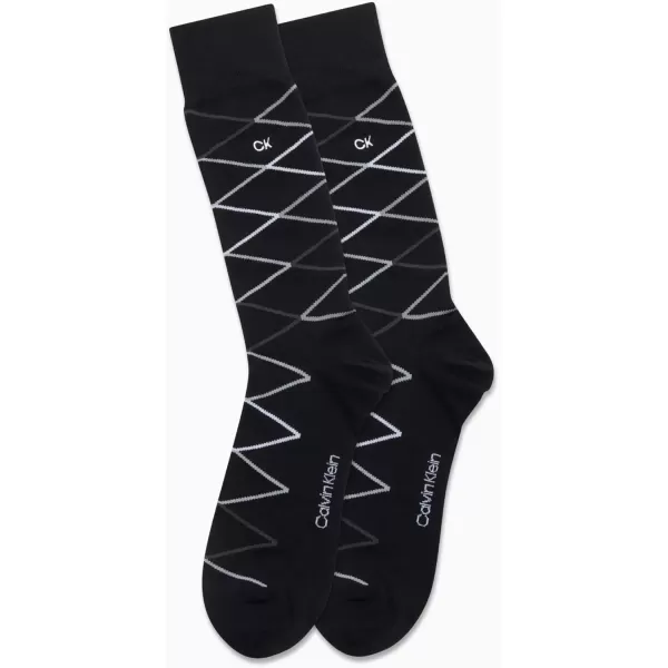 imageCalvin Klein Mens Dress Socks  Luxury and Egyptian Cotton Blend Dress Socks 2 PairBlack Diamond