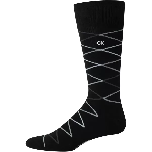 imageCalvin Klein Mens Dress Socks  Luxury and Egyptian Cotton Blend Dress Socks 2 PairBlack Diamond