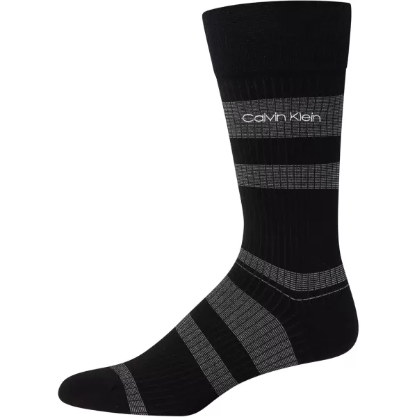 imageCalvin Klein Mens Dress Socks  Luxury and Egyptian Cotton Blend Dress Socks 2 PairBlack Stripe