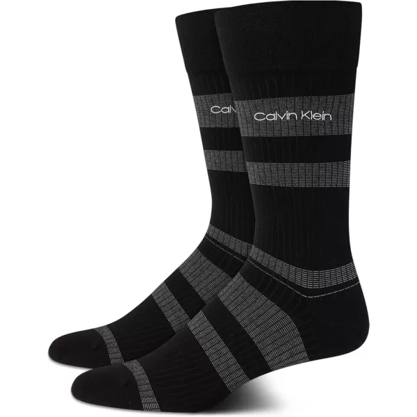 imageCalvin Klein Mens Dress Socks  Luxury and Egyptian Cotton Blend Dress Socks 2 PairBlack Stripe