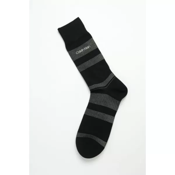 imageCalvin Klein Mens Dress Socks  Luxury and Egyptian Cotton Blend Dress Socks 2 PairBlack Stripe