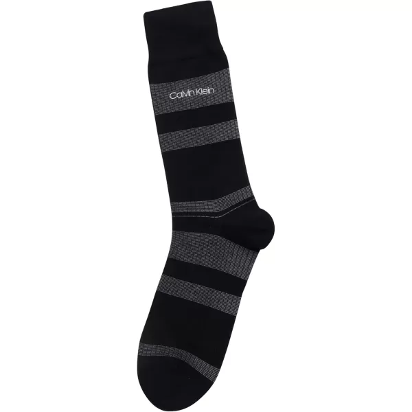 imageCalvin Klein Mens Dress Socks  Luxury and Egyptian Cotton Blend Dress Socks 2 PairBlack Stripe