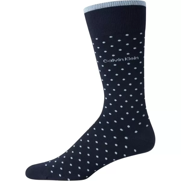 imageCalvin Klein Mens Dress Socks  Luxury and Egyptian Cotton Blend Dress Socks 2 PairNavy Pin Dot