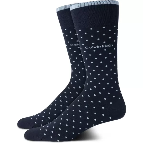 imageCalvin Klein Mens Dress Socks  Luxury and Egyptian Cotton Blend Dress Socks 2 PairNavy Pin Dot