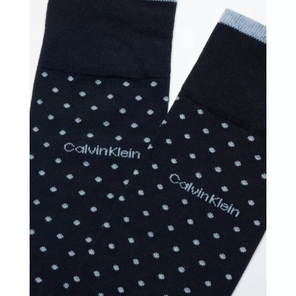 imageCalvin Klein Mens Dress Socks  Luxury and Egyptian Cotton Blend Dress Socks 2 PairNavy Pin Dot