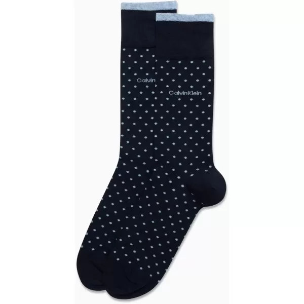 imageCalvin Klein Mens Dress Socks  Luxury and Egyptian Cotton Blend Dress Socks 2 PairNavy Pin Dot