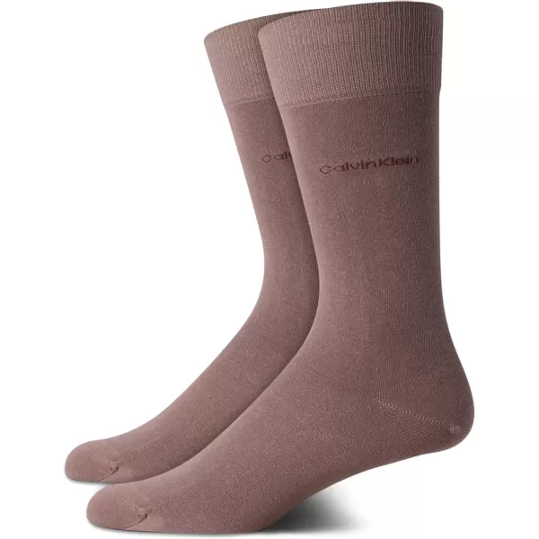 imageCalvin Klein Mens Dress Socks  Luxury and Egyptian Cotton Blend Dress Socks 2 PairSmoke Brown