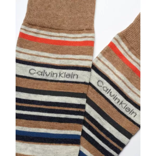 imageCalvin Klein Mens Dress Socks  Luxury and Egyptian Cotton Blend Dress Socks 2 PairTan Stripes