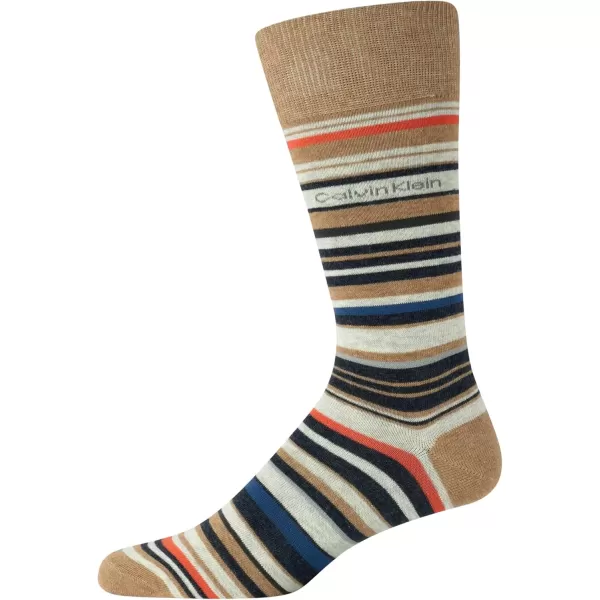 imageCalvin Klein Mens Dress Socks  Luxury and Egyptian Cotton Blend Dress Socks 2 PairTan Stripes