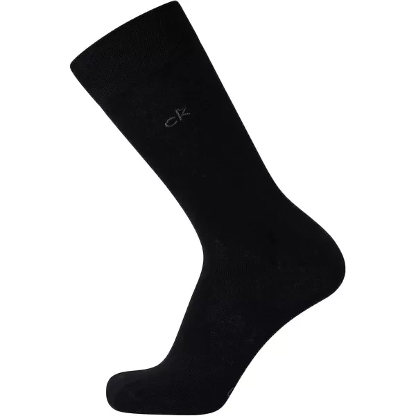 imageCalvin Klein Mens Dress Socks  NonBinding Cotton Crew Socks 3 PackBlack Birdseye