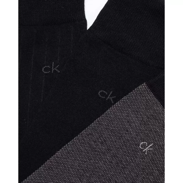 imageCalvin Klein Mens Dress Socks  NonBinding Cotton Crew Socks 3 PackBlack Birdseye