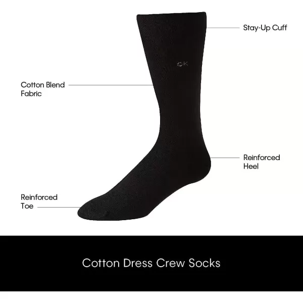 imageCalvin Klein Mens Dress Socks  NonBinding Cotton Crew Socks 3 PackBlack Birdseye