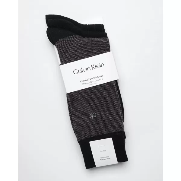imageCalvin Klein Mens Dress Socks  NonBinding Cotton Crew Socks 3 PackBlack Birdseye