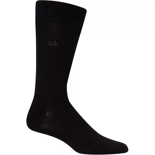imageCalvin Klein Mens Dress Socks  NonBinding Cotton Crew Socks 3 PackBlack Logo