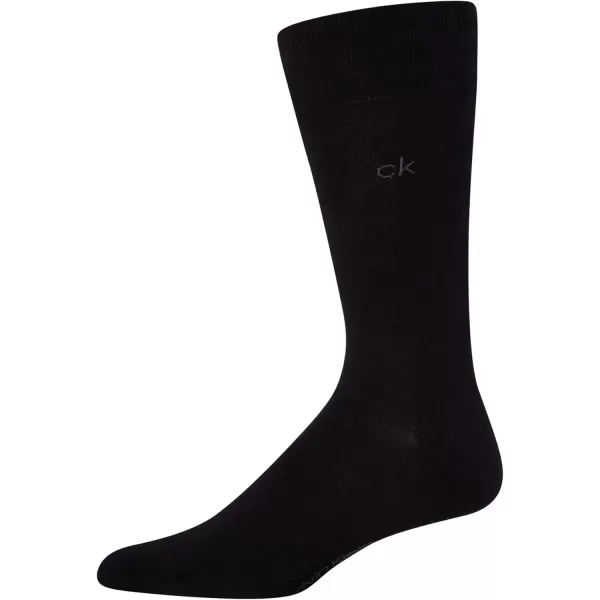 imageCalvin Klein Mens Dress Socks  NonBinding Cotton Crew Socks 3 PackBlack Logo