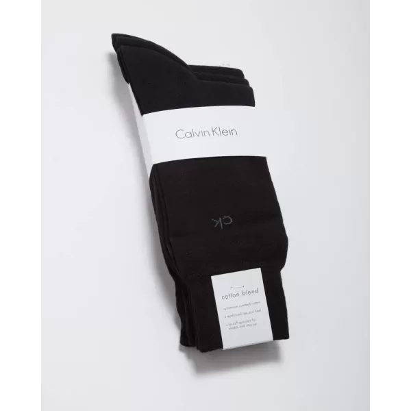 imageCalvin Klein Mens Dress Socks  NonBinding Cotton Crew Socks 3 PackBlack Logo