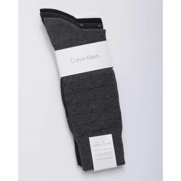imageCalvin Klein Mens Dress Socks  NonBinding Cotton Crew Socks 3 PackCharcoal HeatherGraphite HeatherBlack 