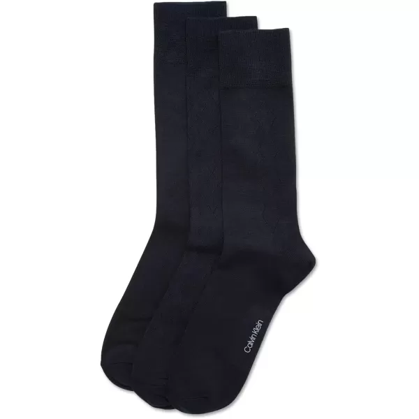 imageCalvin Klein Mens Dress Socks  NonBinding Cotton Crew Socks 3 PackDark Navy