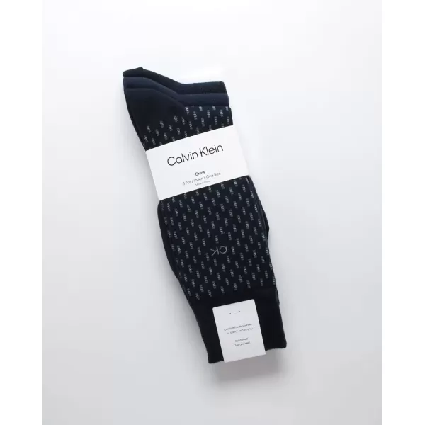 imageCalvin Klein Mens Dress Socks  NonBinding Cotton Crew Socks 3 PackNavy Assorted