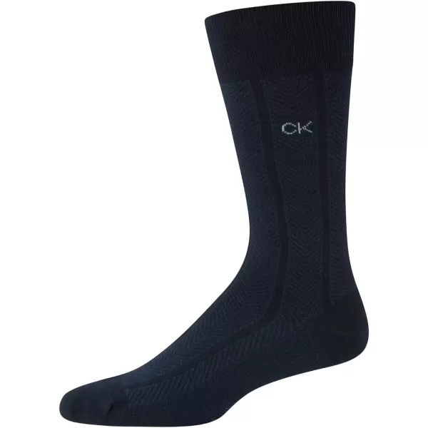 imageCalvin Klein Mens Dress Socks  NonBinding Cotton Crew Socks 3 PackNavy Assorted