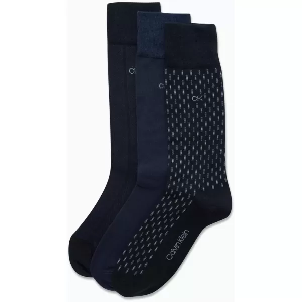 imageCalvin Klein Mens Dress Socks  NonBinding Cotton Crew Socks 3 PackNavy Assorted