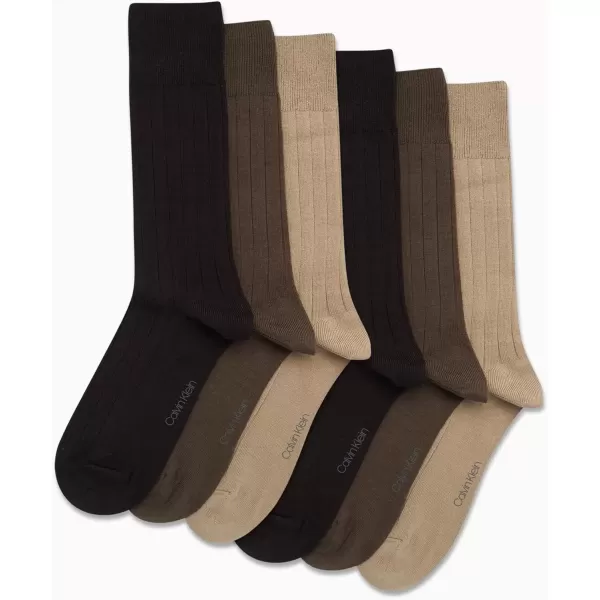 imageCalvin Klein Mens Dress Socks  Solid And Pattern Cotton Blend Dress Crew 6 PackAssorted