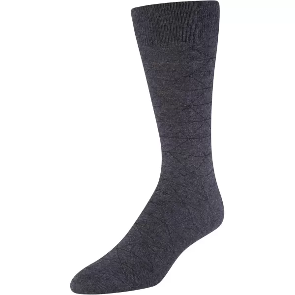 imageCalvin Klein Mens Dress Socks  Solid And Pattern Cotton Blend Dress Crew 6 PackCharcoalGraphBlack