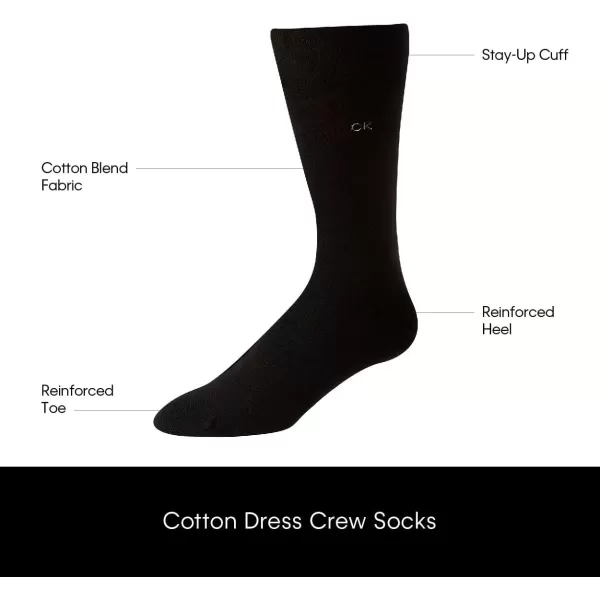 imageCalvin Klein Mens Dress Socks  Solid And Pattern Cotton Blend Dress Crew 6 PackCharcoalGraphBlack