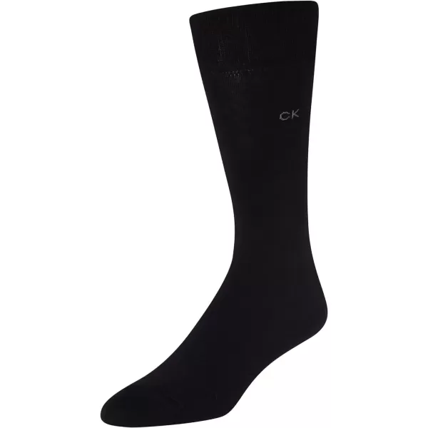 imageCalvin Klein Mens Dress Socks  Solid And Pattern Cotton Blend Dress Crew 6 PackCharcoalGraphBlack