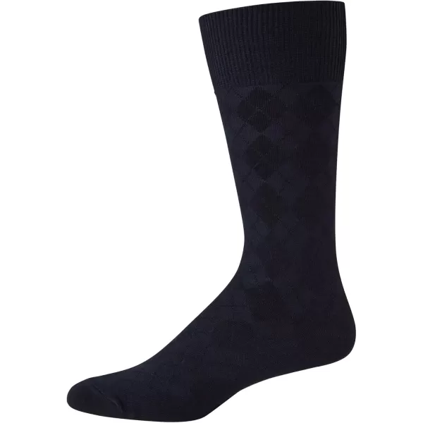 imageCalvin Klein Mens Dress Socks  Solid And Pattern Cotton Blend Dress Crew 6 PackDark Navy