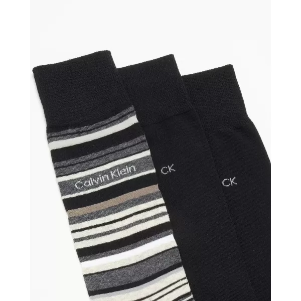 imageCalvin Klein Mens Dress Socks  Solid And Pattern Cotton Blend Dress Crew 6 PackDark Stripes