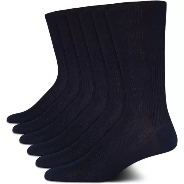 imageCalvin Klein Mens Dress Socks  Solid And Pattern Cotton Blend Dress Crew 6 PackNavy